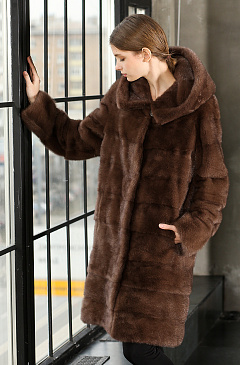 Норка шуба с капюшоном