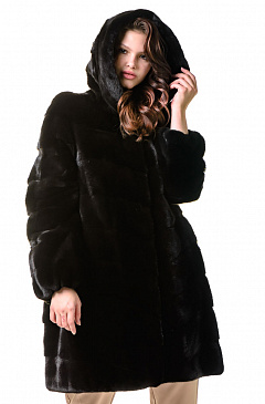 Шуба BlackGlama с капюшоном