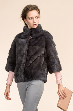 Шуба из серой норки