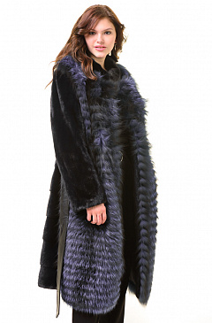 Шуба из норки с чернобуркой